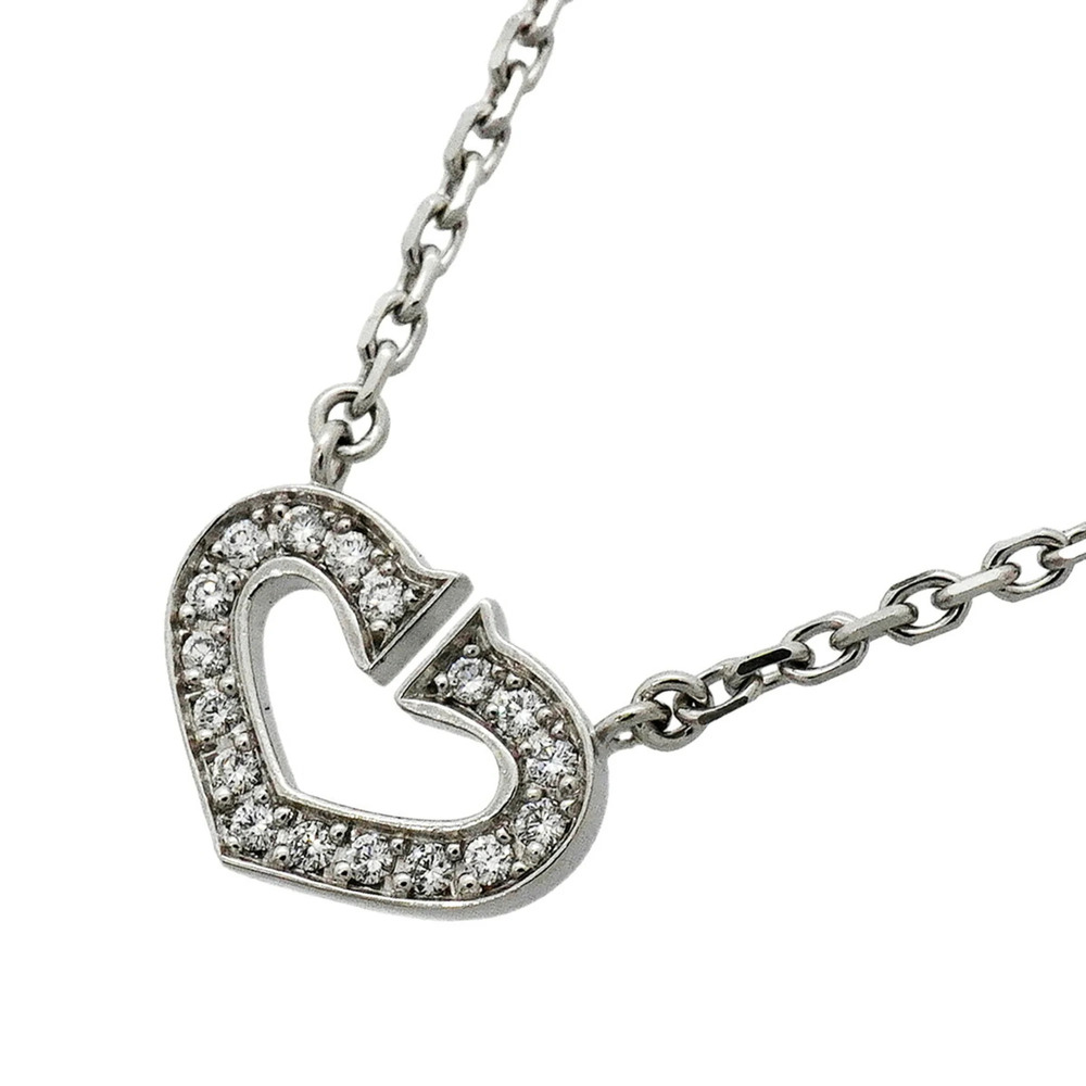 Cartier Necklace C Heart 18KWG White Gold Diamond Women's P3550306